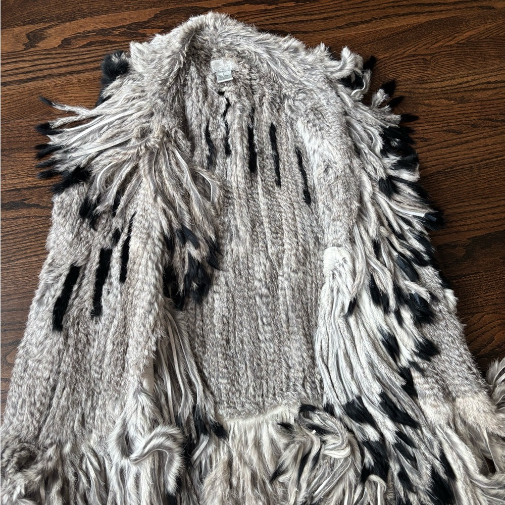 Alberto Makali | Rabbit Fur | Grey and Black Vest | L